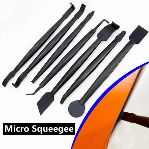 Pro Grade Car Vinyl Wrap Tools Kit With Two Pairs Gloves, 4 Inch Felt Squeegee, Scraper, Edge Trimmer, Utility Film Knife in black