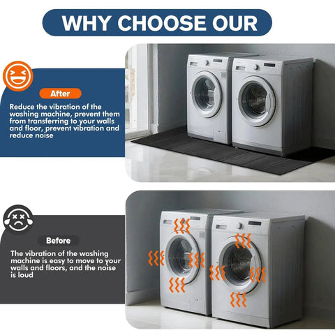 Anti-Vibration Floor Mat For Washer And Dryer, Large 62.9 X 29.5 Inches, Foldable Rubber Pad with noise-reducing feature