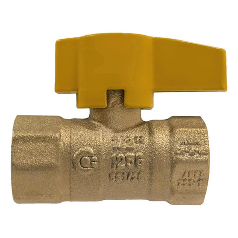 Go To 10 Pack Half Inch IPS Brass Gas Ball Valves For Propane And Natural Gas One Quarter Turn With Metal Handle CSA And UL Approved