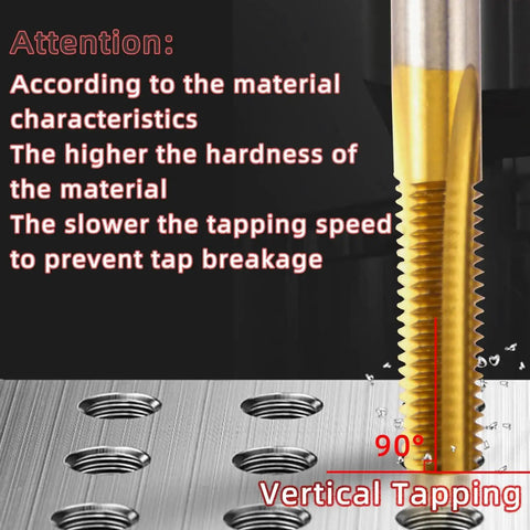 Micro Metric Tap Set With Tap Wrench, 10 Piece Ti Coated M2 HSS Thread Taps For Small Thread Screws in metal vertical tapping
