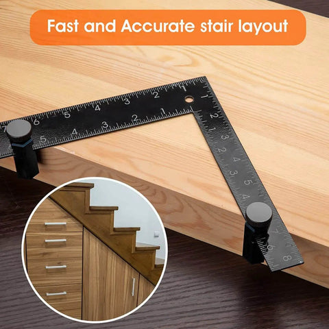 Stair Gauges For Framing Square With Holder And Hook, Workhorse Aluminum Alloy Rafter Gauges used for stair layout