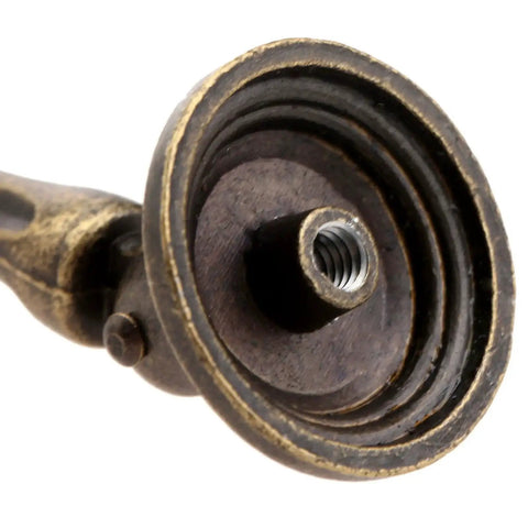 Close-up of Antique Bronze Single Hole Cabinet Pull for Wooden Furniture, 62x24mm, showing durable zinc alloy and vintage design.