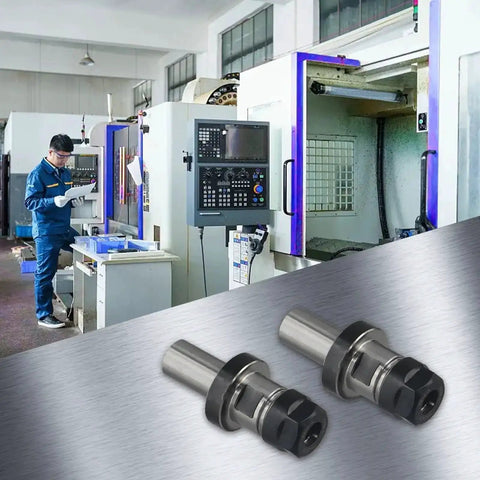 ER16 Collet Chuck Tool Holder For CNC Machines With Straight Shank Three Quarter Inch Groove shown in a CNC workshop