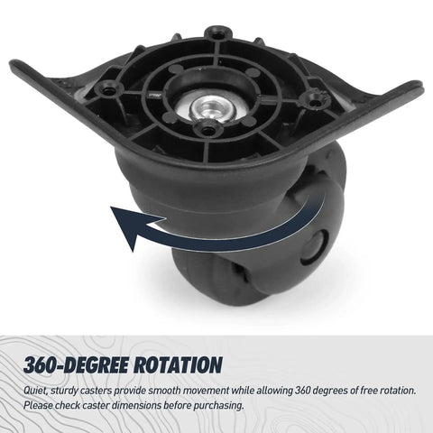1 Pair Luggage Replacement Swivel Caster Wheels With 360-Degree Rubber Trolley Wheel Kit showing 360-degree rotation feature
