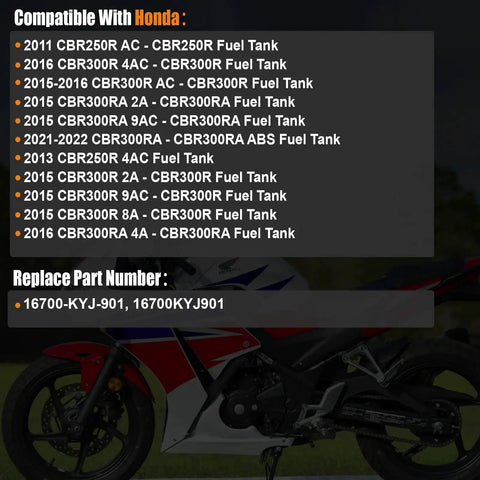 Honda Fuel Pump Assembly For CBR250R CBR250RA CB300F CBR300R CBR300RA 2011 Through 2022 Replace 16700 KYJ 901 Listing