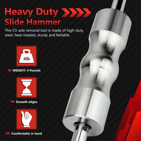 Heavy-duty slide hammer for Inner CV Axle Puller Removal Tool With Slide Hammer And 48mm 63mm CV Joint Fork Adapters