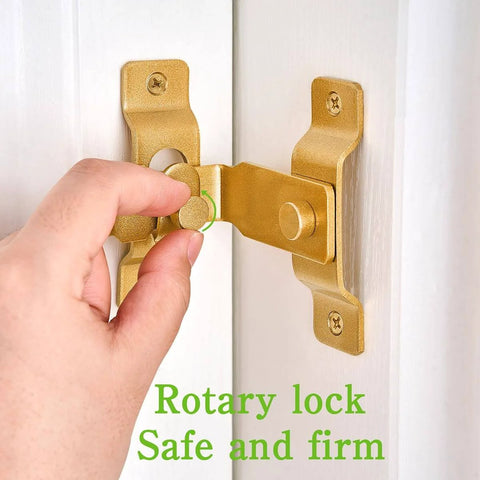 2 Pack 90 Degree Gold Flip Barn Door Lock With Easy Install Privacy Security Latch For Barn Doors And Sliding Doors, Wine Cabinets And Closets, Durable Stainless Steel Finish, Anti Rust, Rotating Knob To Prevent Accidental Open being operated by hand