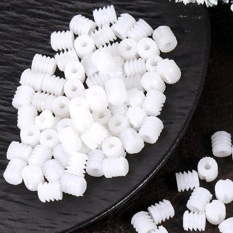 100 Pack Nylon Cabinet Hinge Dowels 0.34 By 0.39 Inches Plastic Furniture Dowel Pins shown on a black surface