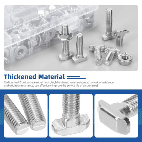 120 Pcs M8 T Slot Drop In Bolts With Hex Flange Nuts Hammer Head T Bolts In 16 20 25 30 35 40 Millimeter T Shape
