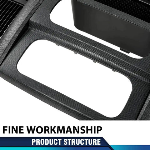Dash Center Radio Bezel Trim Panel With Storage Box for Dodge Ram 1500 2002-2005, close-up of textured ABS material