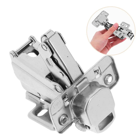 Soft Close Frameless Cabinet Hinges 165 Degree Concealed Metal Hinges for Kitchen Wardrobe and Shoe Cabinets 2 Pack with Damping Mechanism Easy Replacement and Finger Safe Closing, shown in close-up view.