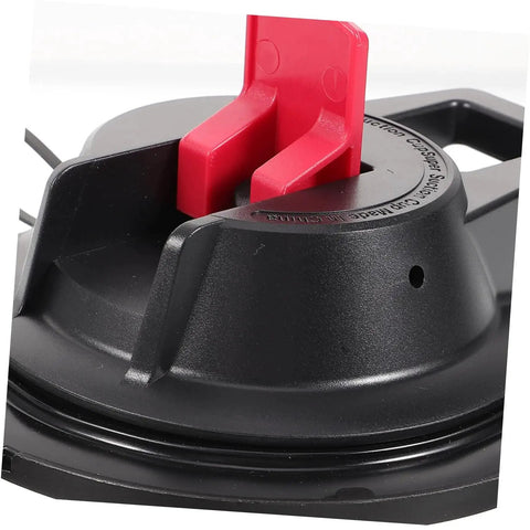 Close-up of Heavy Duty Camping Cup Anchor With Suction Cup Hanger For Tents Car And RV, ABS material, black and red color