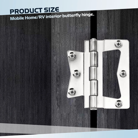 4-pack non-mortise stainless steel butterfly hinges for mobile homes/RV interiors with mounting screws
