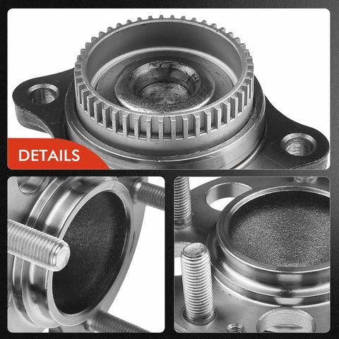 Close-up of wheel bearing hub assembly from Rear Drilled And Slotted Disc Brake Rotors And Ceramic Pads Kit for Hyundai Elantra Kia Forte
