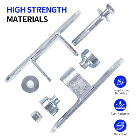 Heavy Duty Gate Hinges 2 Pack Bolt On Sealed Bearing Outdoor Gate Hinges Built Tough For Gates Up To 1250 Lbs Per Pair 7.5 Inch Long 6mm Thick High Carbon Steel Adjustable Yoke Pivot Silver Finish, parts disassembled shown against white background.