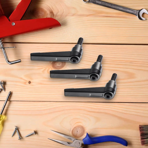 Three Piece Zinc Alloy Clamping Lever Thumb Ratchet For Trailer Jack Handle Ratcheting Wrench on wooden surface