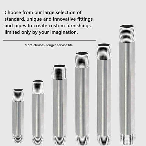 GeilSpace 1/2 in x 18 in stainless steel pipe nipples, 304, fits standard 1/2 in threads, 2 pcs