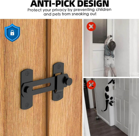 Two Pack Barn Door Lock With 180 Degree Flip For Privacy Durable Sliding Door Latch installed on wooden door for safety