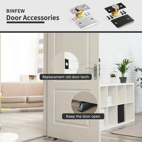 Installed 4 Pack Strong Magnetic Door Catch Set For Closet And French Doors Hidden Magnetic Ball Catch Hardware shown on open door.