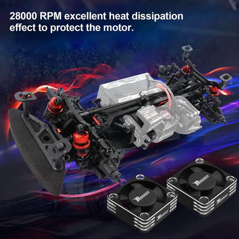High Performance 30mm RC Motor Heatsink And ESC Cooling Fan For Brushless 540 550 Motors on RC car, showing installation