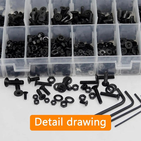 1715 Piece Metric Screw Kit for 3D Printers and Mechanical Hardware with M2 M3 M4 M5 Screws Black Assortment in Plastic Case
