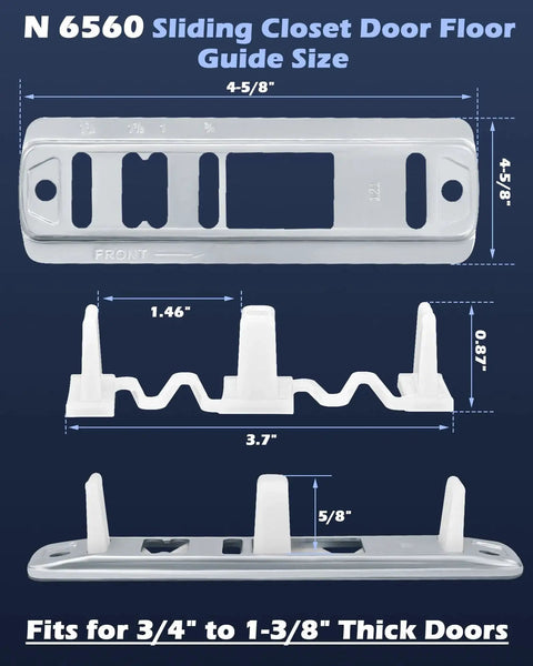 Sliding Closet Door Floor Guide Kit 8 Pack With Stamped Steel Base And Adjustable White Nylon Tips Fits Doors 3/4 To 1-3/8 Inch Durable Construction Easy Install Compatible With Prime-Line N 6560 White