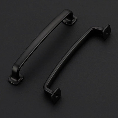 Black 5 Inch Arch Cabinet Pulls Set Of 30 For Kitchen Cabinets And Dresser Drawers, solid zinc alloy handles on black surface