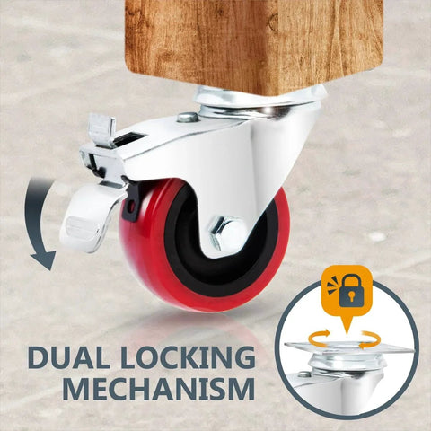 Set Of 4 2 Inch Swivel Casters With Two Brakes And Two Non Locking For Furniture Carts Dollies And Workbenches dual locking feature