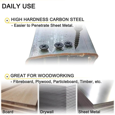 Heavy Duty Wood Screws Set 270 Pcs in Eight Size Assortment, Flat Head Phillips Wood Screws in carbon steel penetrating sheet metal