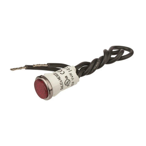 Red Round Indicator Light With Diamond Lens And Chrome Bezel, Press Fit Panel Mount, 0.5 Inch Cutout, 125 Volt Neon Indicator