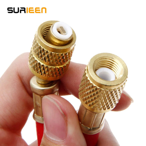 SURIEEN brass refrigerant hose adapters, 2 pcs, knurled grip with white seals for R410A HVAC charging hoses