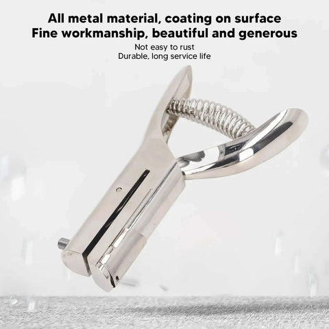 Heavy Duty Hand Held Hole Punch Built Tough With All Metal Construction, 20 Sheet Capacity, shown on textured surface