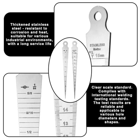 Stainless Steel Taper Gauge 1 To 15mm Dual Scale For Welding Inch And Metric Laser Etched Readings Double Sided Tool