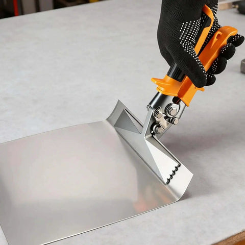 3 Inch Sheet Metal Hand Seamer with TPR Handle Straight Jaw Bender used for bending metal sheet in HVAC projects.