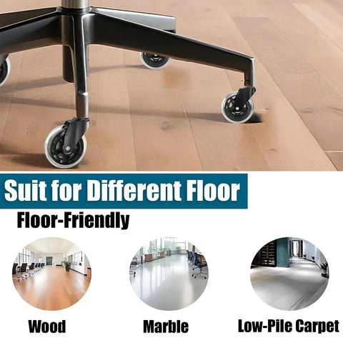3 Inch Rubber Chair Casters Replacement Set Of 5 With Universal 11mm Stem For Most Office Chairs Gaming Chairs Computer Chairs And Desk Chairs Heavy Duty Wheels For Hardwood Floors And Carpet installed on chair