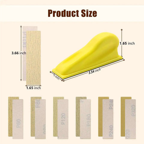 Micro Detail Sander Kit With 60 Assorted Sandpapers 60/80/120/180/240/320 Grit showing product size dimensions