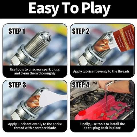 Steps for applying Copper Anti Seize Thread Lubricant For Spark Plugs And Automotive Fasteners, No Fuss Heavy Duty High Temp Grease
