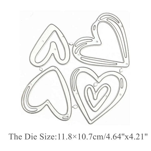 Love Hearts Metal Die Cuts Frame Set 4 Pieces Silver Embossing Dies for scrapbooking, card making DIY photo background frames