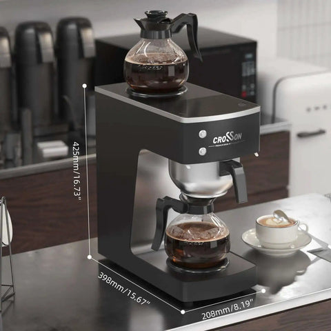 12 Cup Commercial Drip Coffee Brewer With Dual Warmer And Glass Decanters For Pour Over Convenience