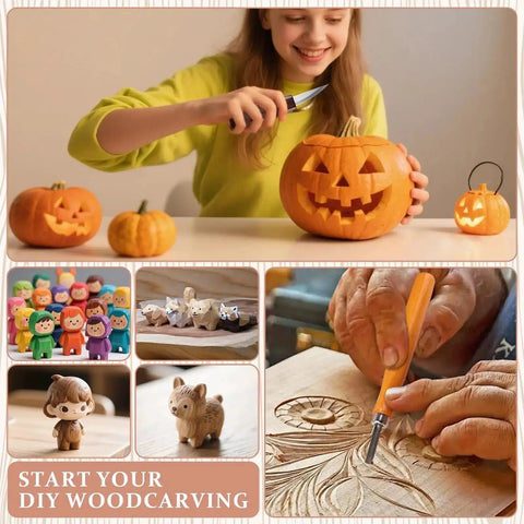 Beginner Friendly Wood Carving Kit Dope 10 Piece Set With 4 Carving Knives And 6 Chisels Wood Whittling Starter Kit In Use