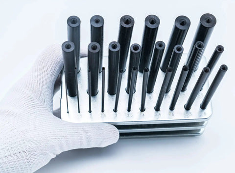Heavy Duty 25 Piece Transfer Punch Set From 1mm To 13mm By 0.5mm Increments, heat treated tempered tool steel, in hand