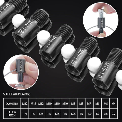 Nut And Bolt Thread Checker Inch And Metric With 26 Male Female Gauges 14 Inch And 12 Metric Size Identifiers Quick Verify Nuts And Bolts For Fast Repairs, close-up view of metric gauges.