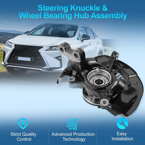 Beefed-Up Front Right Steering Knuckle And Wheel Bearing Hub Assembly For Toyota Highlander 2008-2017 And Lexus RX350 RX450h 2010-2015 Passenger Side Fits Front Wheel Drive Models Durable OEM Grade Replacement