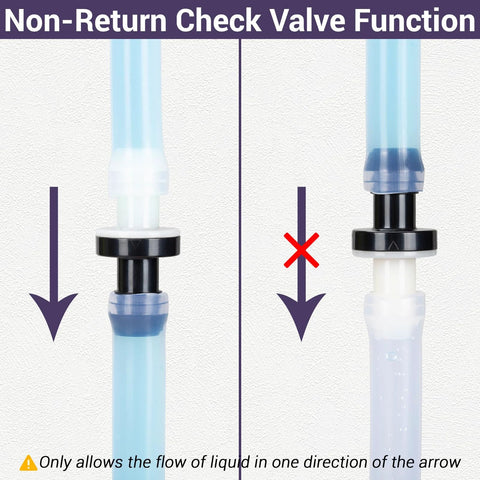 6-pack inline check valve, 1/4 inch barb, black ABS plastic, one-way liquid valve for tubing
