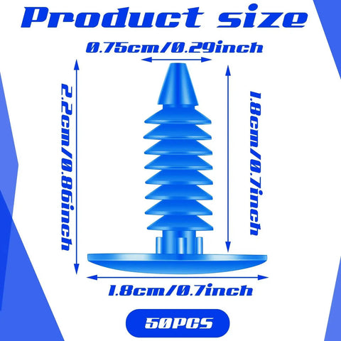 Diagram showing dimensions of a pin from the Blue Honeycomb Laser Bed Pins Set, 50 Pieces Of 7.5 To 8 Mm Hold Down Pins For Laser Cutter And Engraver.