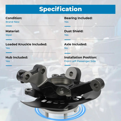Front Left Steering Knuckle and Wheel Bearing Hub Assembly for Toyota Camry ES330 2004 2005 2006 V6 3.0L 3.3L Direct Bolt In