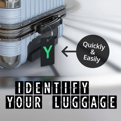 Initial Luggage Tag With Fully Bendable Design And Stainless Steel Loop For Easy ID On Any Suitcase
