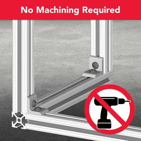 Beefy Two Hole Inside Corner Bracket For T Slot Aluminum Extrusions, 90 Degree Angle Clamp, Clear Anodized Finish, No Machining Required