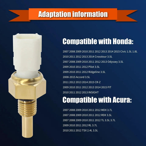 Engine Coolant Temperature Sensor for Honda Acura Plug and Play Easy Install OEM Grade with compatibility list