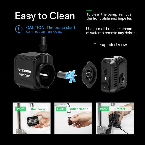 VIVOSUN 2-pack 210GPH submersible water pump, black plastic, for fish tanks and ponds
